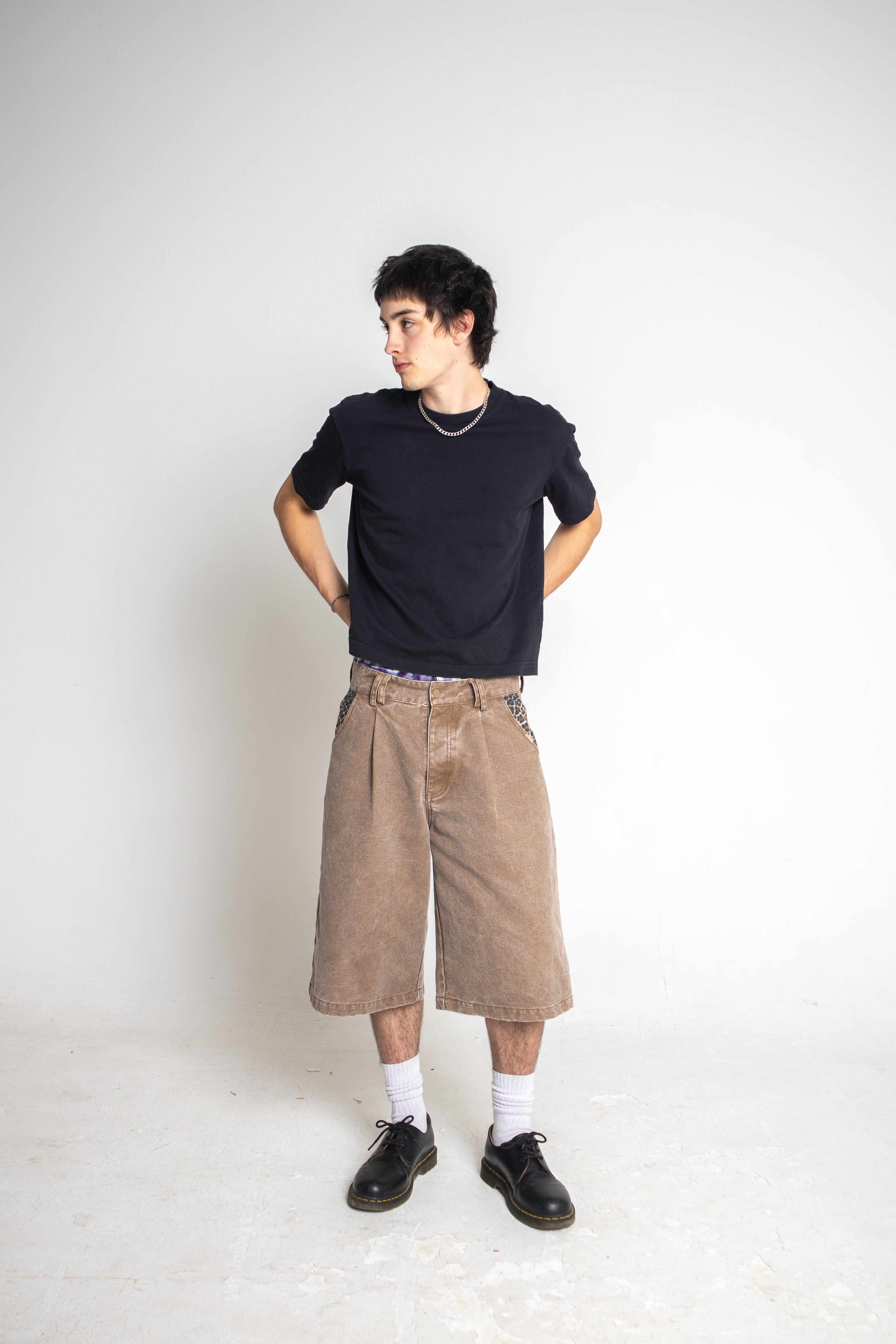 Pleated Leopard Shorts