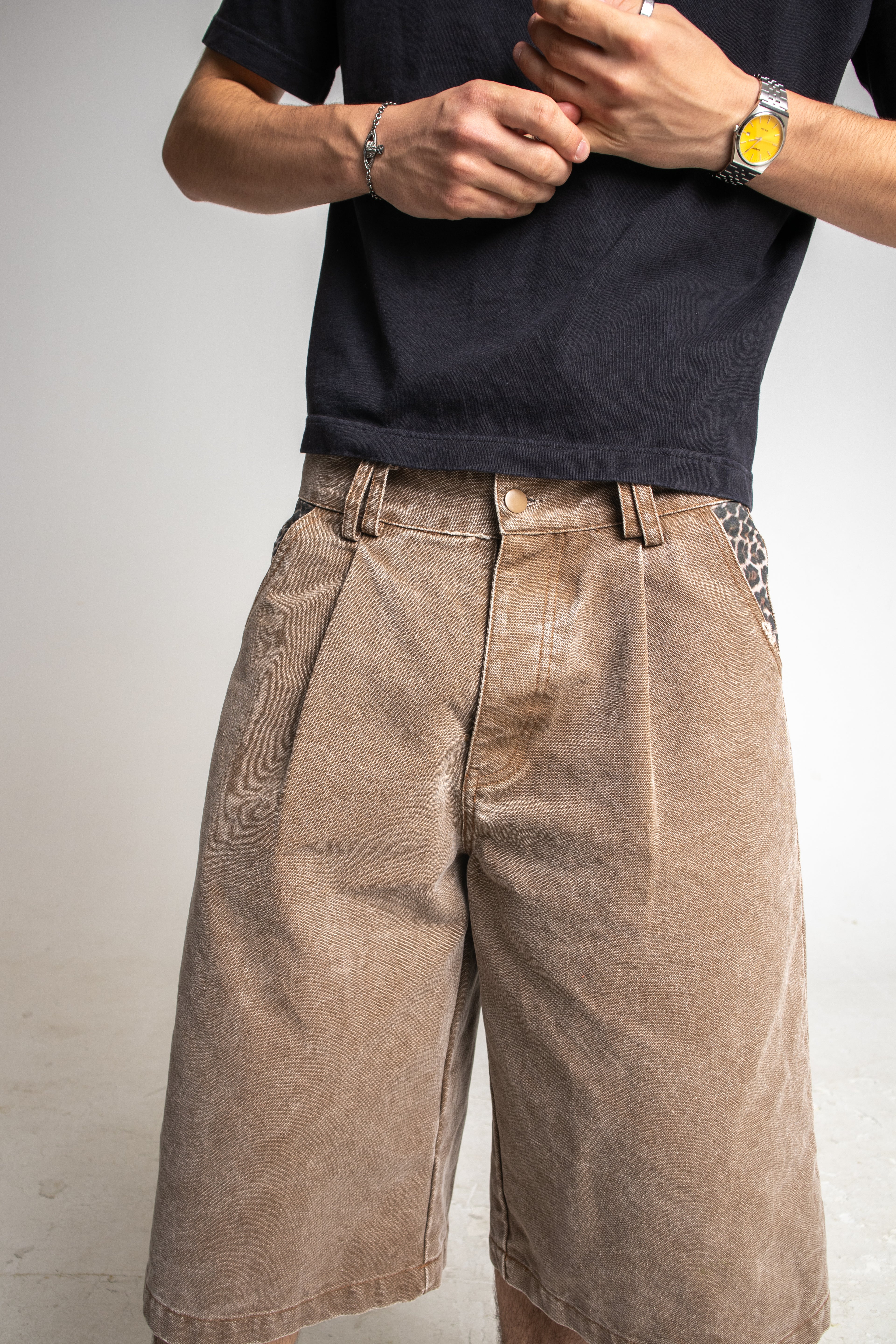 Pleated Leopard Shorts